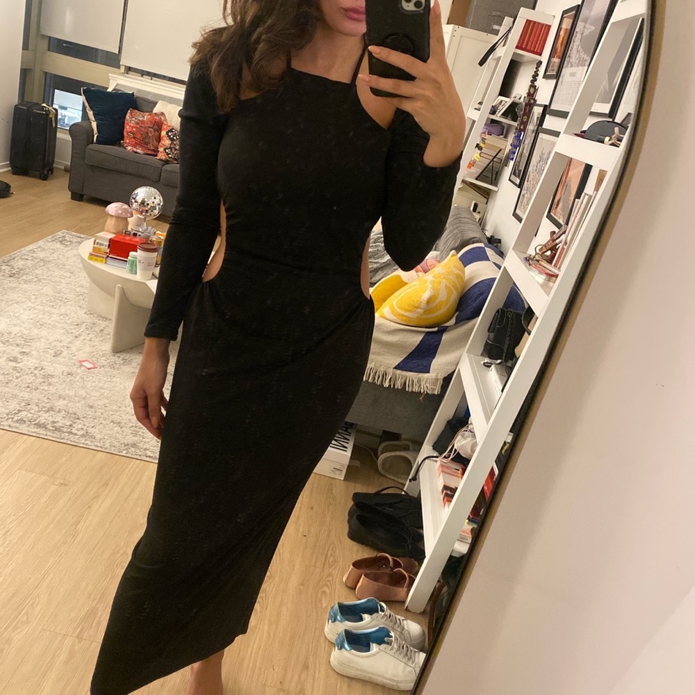 NBD black cutout halter dress. NWT.